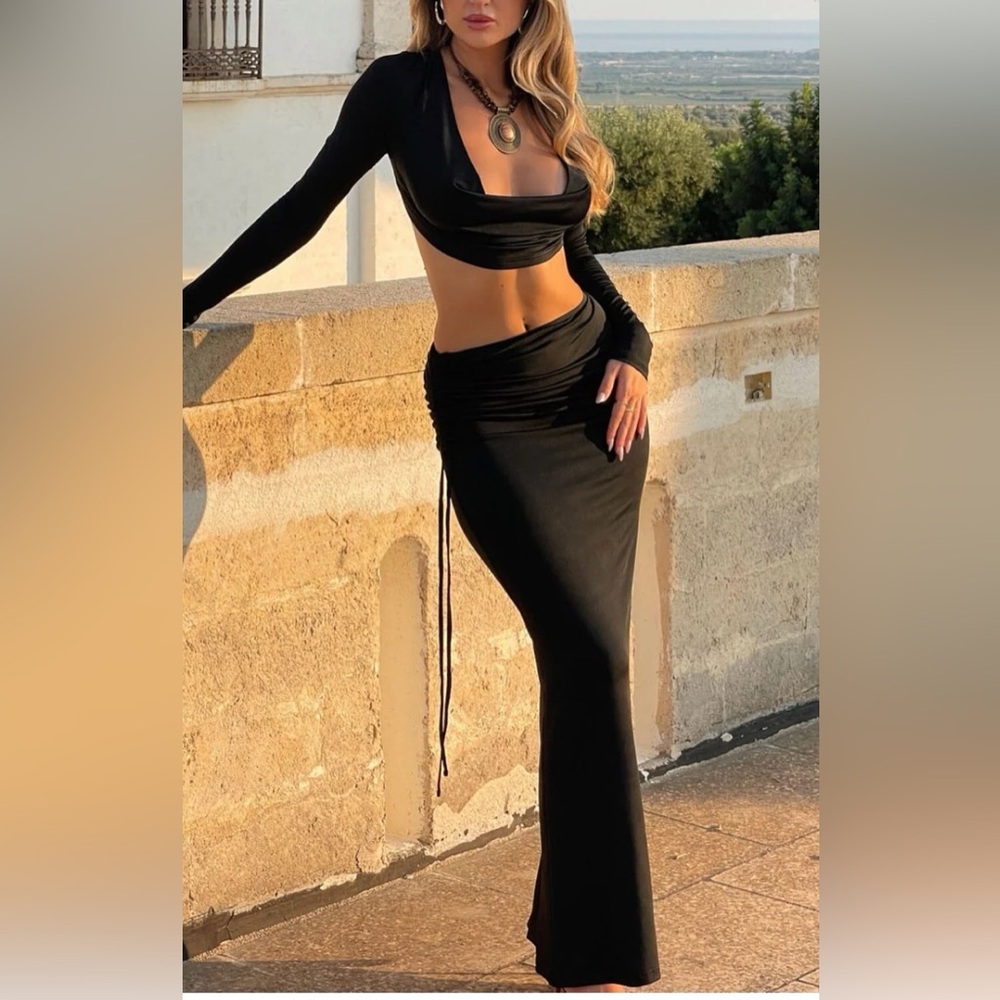 OUTCAST FELICITE LONG SLEEVE TOP BLACK NWT